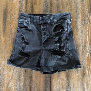 American Eagle Next Level Stretch Women’s Black Button Fly Denim Shorts Size 4